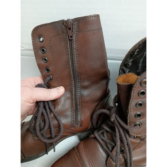 Steve Madden Brown Leather Lace Up Troopa Combat Mid Calf Boots Womens Size 7 - Picture 4 of 7